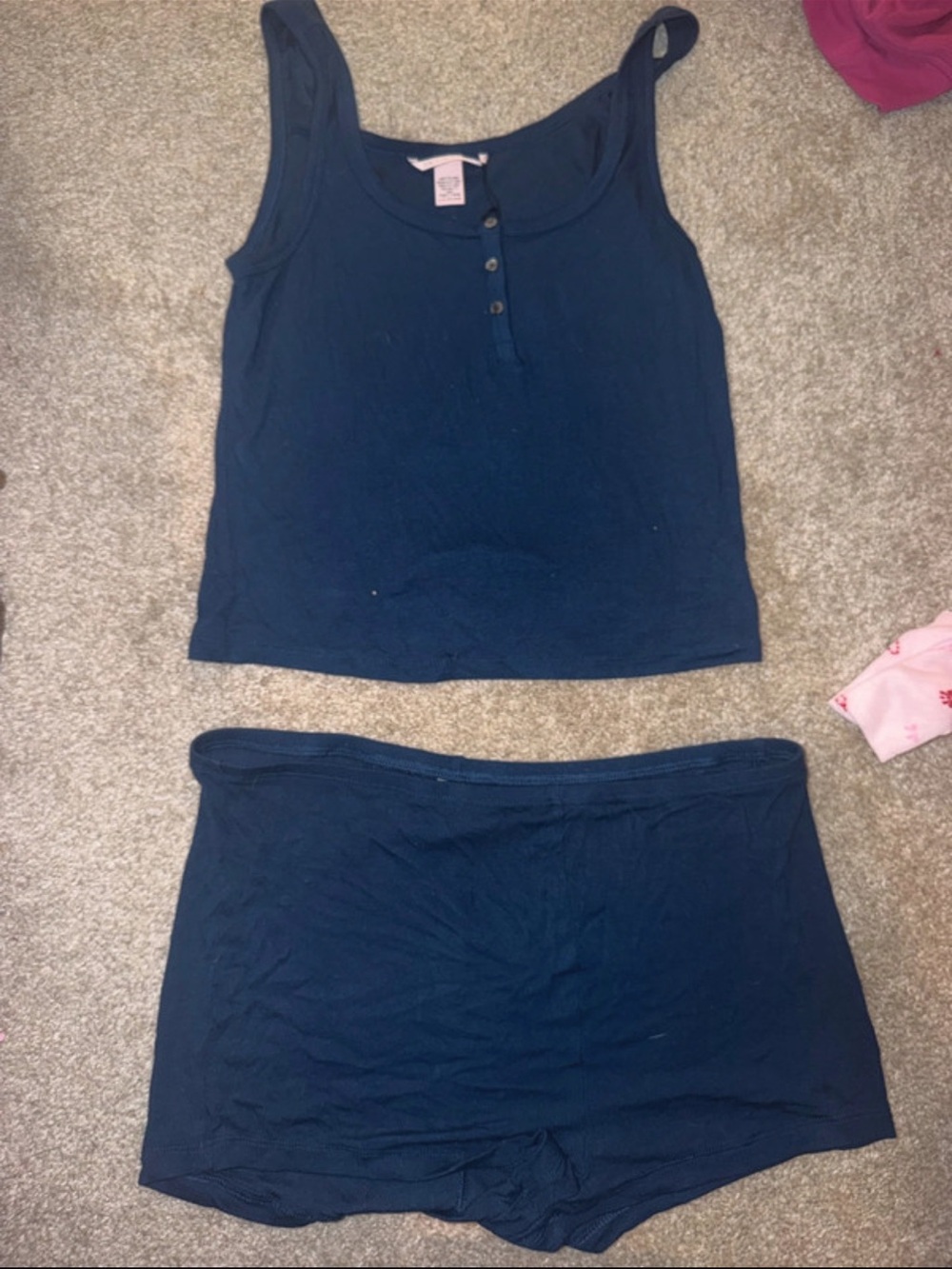 Victoria's Secret Navy Blue Tank & Shorts Pajama Set